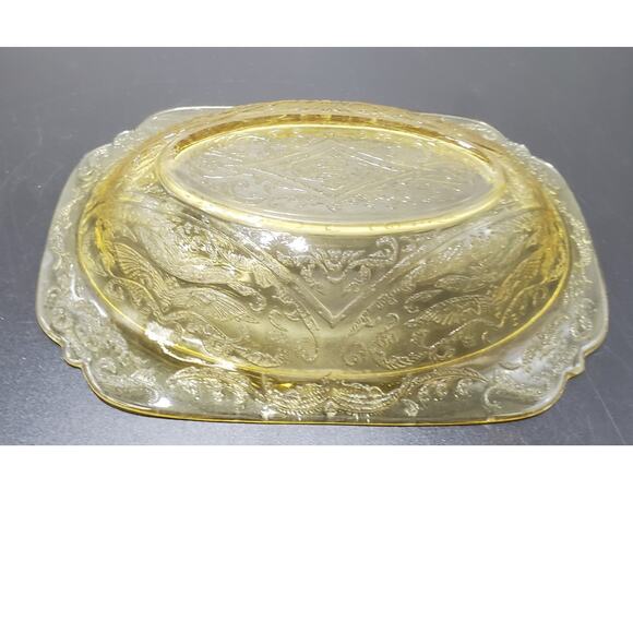 FEDERAL MADRID AMBER YELLOW DEPRESSION GLASS 1932 - 1939, 10" Oval Serving Bowl - Picture 4 of 6